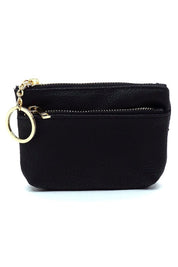 Women's Faux Leather Zip Top Keychain Coin Purse