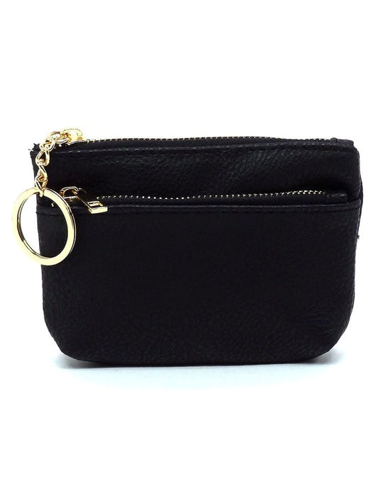 Women's Faux Leather Zip Top Keychain Coin Purse