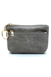 Women's Faux Leather Zip Top Keychain Coin Purse