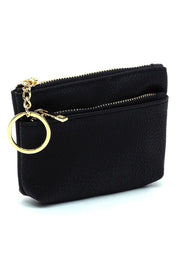 Women's Faux Leather Zip Top Keychain Coin Purse