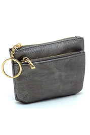 Women's Faux Leather Zip Top Keychain Coin Purse