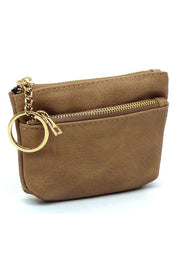 Women's Faux Leather Zip Top Keychain Coin Purse