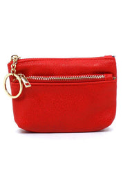 Women's Faux Leather Zip Top Keychain Coin Purse