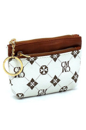 Women's Faux Leather Monogram Keychain Coin Purse