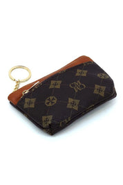 Women's Faux Leather Monogram Keychain Coin Purse