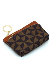 Women's Faux Leather Monogram Keychain Coin Purse