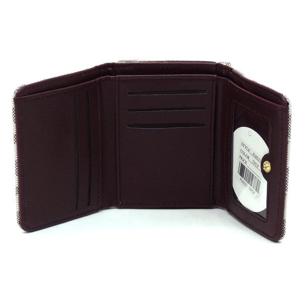 Women's Faux Leather Kiss Lock Tri-fold Wallet