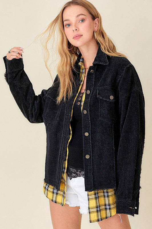 Women's Oversized Corduroy Shacket Jacket