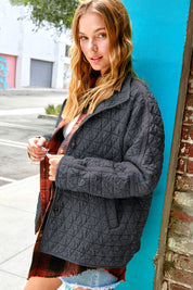 Women's Quilted Oversized Collar Jacket