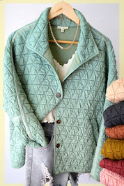 Women's Quilted Oversized Collar Jacket