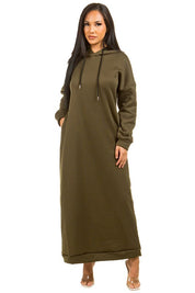 SEXY LONG MAXI HOODIE DRESS