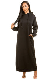 SEXY LONG MAXI HOODIE DRESS