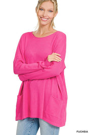 Women's Oversized Casual Sweater with Front Pocket