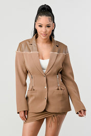 Women's Trendy Taupe Two-Piece Skirt Set