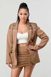 Women's Trendy Taupe Two-Piece Skirt Set