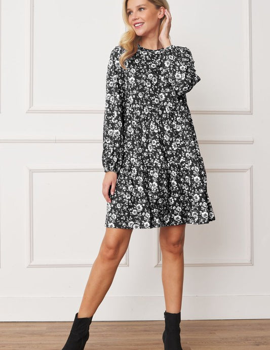 Women's Floral Crew Neck Midi Dress