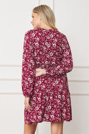 Women's Floral Crew Neck Midi Dress