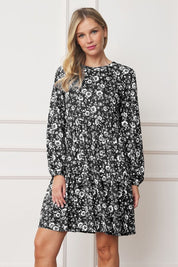 Women's Floral Crew Neck Midi Dress