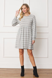 Women's Stripe Bishop Sleeve Mini Dress