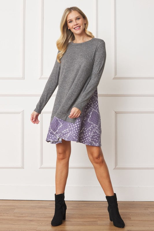 Women's Mock Layered Paisley Mini Dress