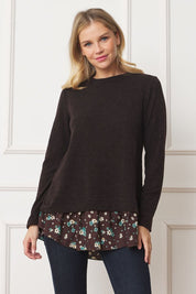 Women's Layered Floral Tulip Hem Accent Top