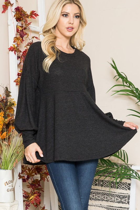 Women's Casual Soft Knit Babydoll Sweater