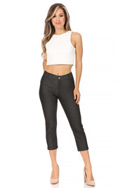 Women's Stretchy Pull-Up Capri Jeggings with Pockets