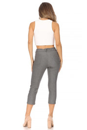 Women's Stretchy Pull-Up Capri Jeggings with Pockets