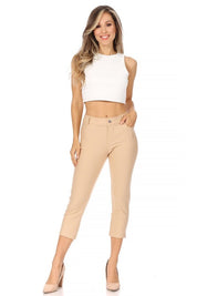 Women's Stretchy Pull-Up Capri Jeggings with Pockets