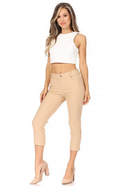 Women's Stretchy Pull-Up Capri Jeggings with Pockets