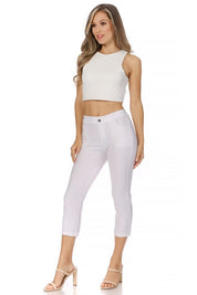 Women's Stretchy Pull-Up Capri Jeggings with Pockets