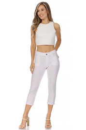 Women's Stretchy Pull-Up Capri Jeggings with Pockets