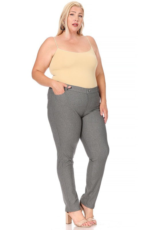 Plus Size Full Length Stretchy Pull Up Jeggings for Women