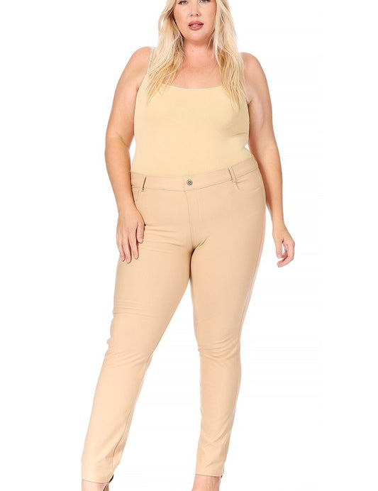 Plus size, stretchy, pull up, full length jeggings