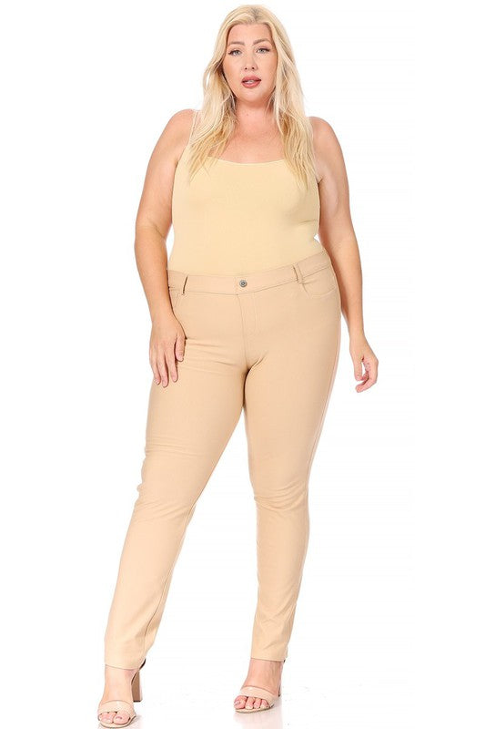 Plus Size Full Length Stretchy Pull Up Jeggings for Women