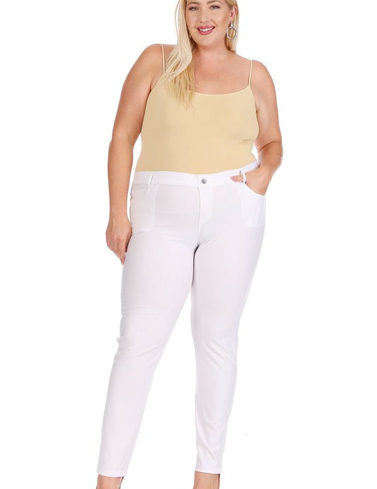 Plus size, stretchy, pull up, full length jeggings