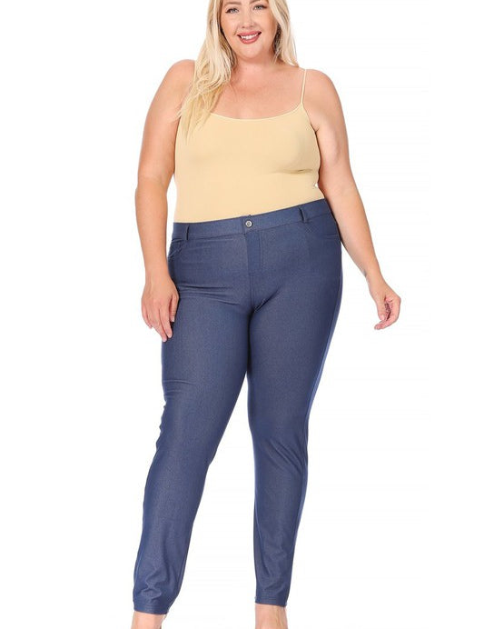 Plus size, stretchy, pull up, full length jeggings