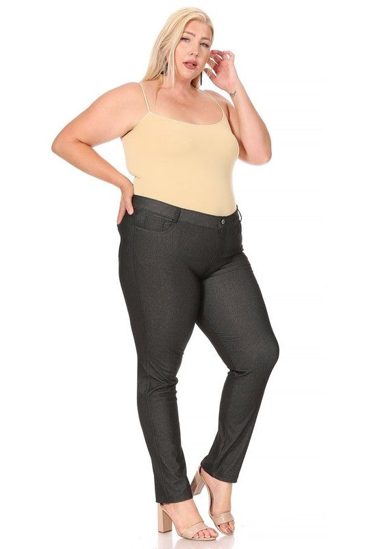 Plus Size Full Length Stretchy Pull Up Jeggings for Women