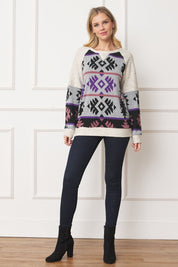 Women's Plus V Stitch Tribal Contrast Tunic