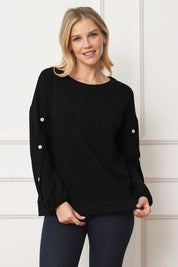 Women's Drop Shoulder Button Sleeve Top