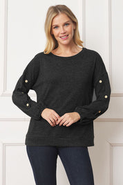 Women's Drop Shoulder Button Sleeve Top