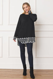 Women's Mock Layered Tunic with Button Accent