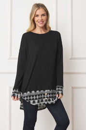 Women's Plus Mock Layered Tunic with Button Detail