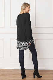 Women's Plus Mock Layered Tunic with Button Detail