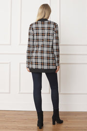 Women's Open Front Plaid Contrast Cardigan