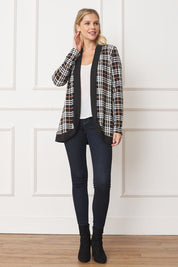 Women's Plaid Drape Open Cardigan