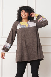 Women's Plus Size Patchwork A-Line Tunic Top