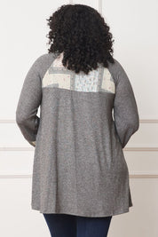 Women's Plus Size Patchwork A-Line Tunic Top