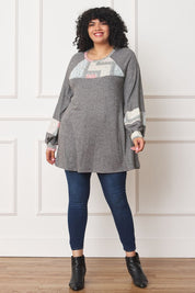 Women's Plus Size Patchwork A-Line Tunic Top