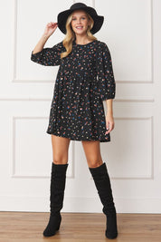 Women's Abstract Polka Dot Bishop Sleeve Mini Dress